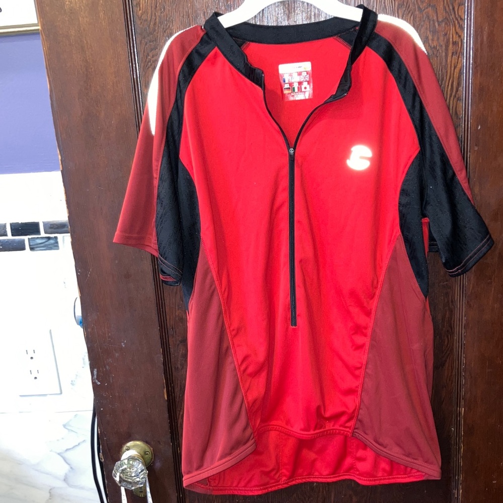 Cannondale Men's Short Sleeve Cycling 3/4Zip Jersey Shirt Red Bike Racing Tee XX